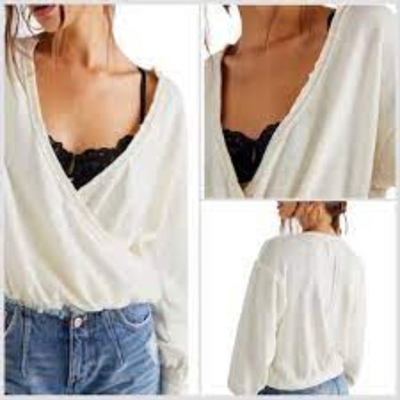 Free People Tops - Free People Long Sleeve Anyway Tee Crossbody size XL in Gardenia